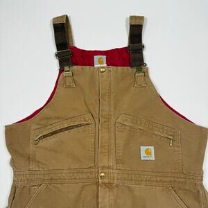 Vintage Carhartt Duck Canvas Insulated Bib Overalls Brown USA Made Quilted Lined